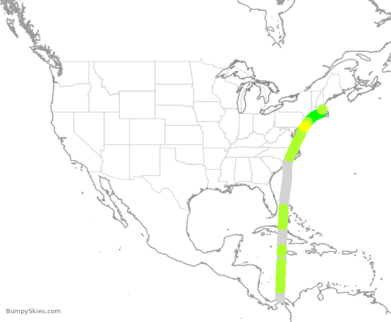 Turbulence forecast map for CMP6366, PTO to BOS