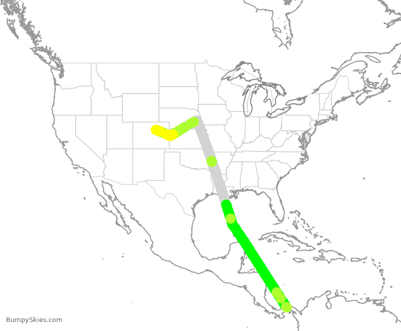 Turbulence forecast map for CMP6477, DEN to PTY