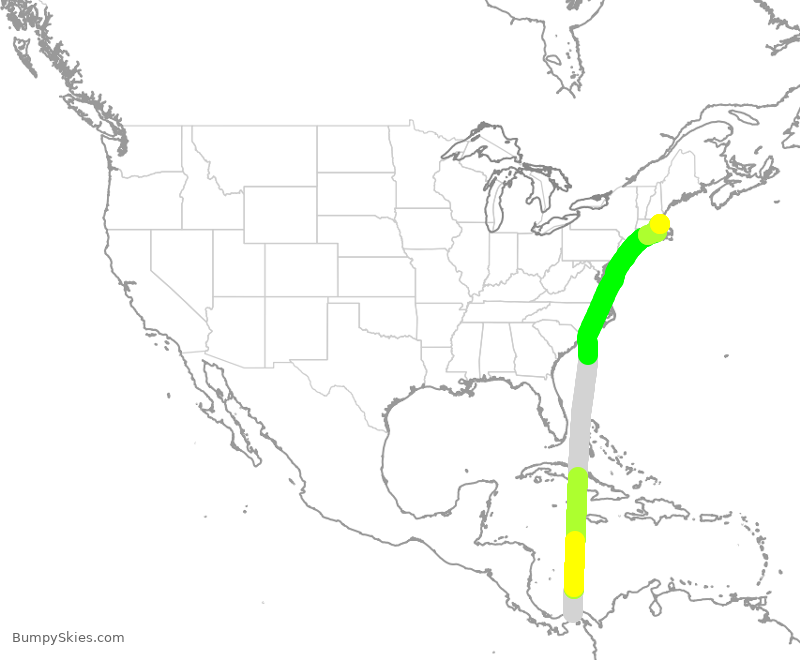 Turbulence forecast map for CMP704, PTO to BOS