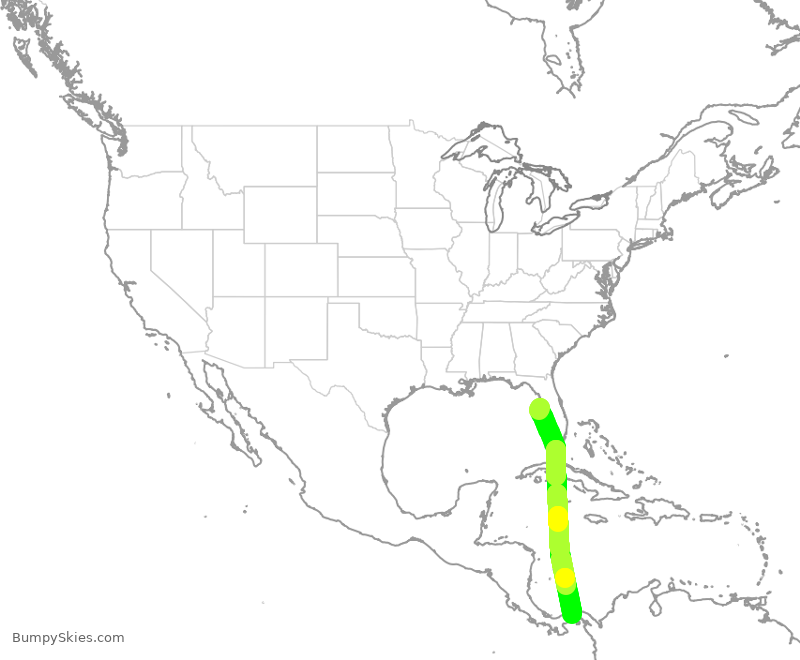 Turbulence forecast map for CMP782, TPA to PTY