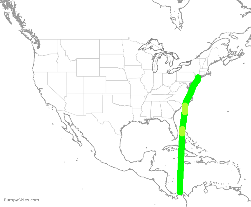 Turbulence forecast map for CMP804, PTY to JFK