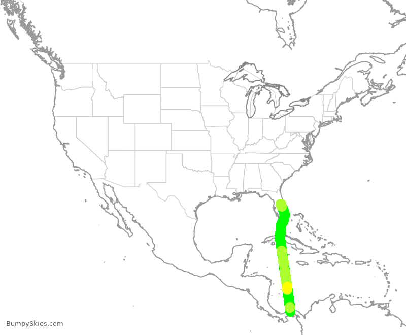 Turbulence forecast map for CMP805, PTY to MCO
