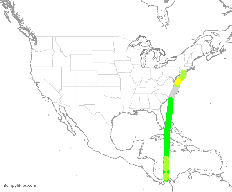 Turbulence forecast map for CMP815, JFK to PTY