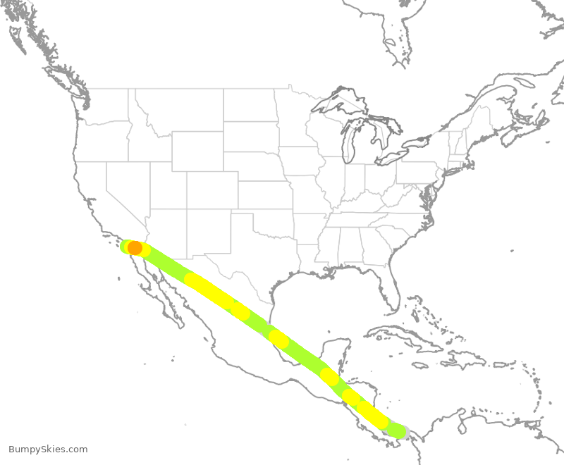 Turbulence forecast map for CMP850, SAN to PTO