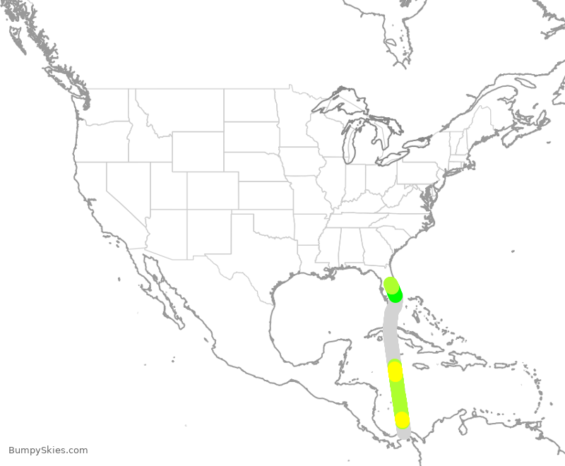 Turbulence forecast map for CMP862, PTY to MCO