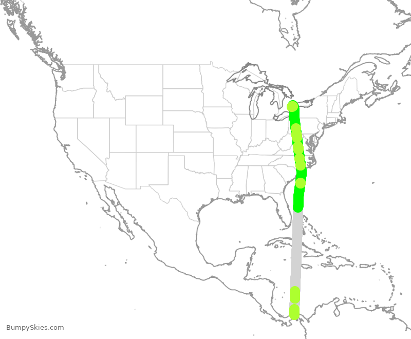 Turbulence forecast map for CMP9819, PTY to YYZ