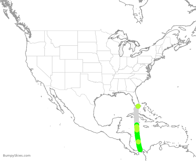 Turbulence forecast map for CMP9901, MIA to PTY