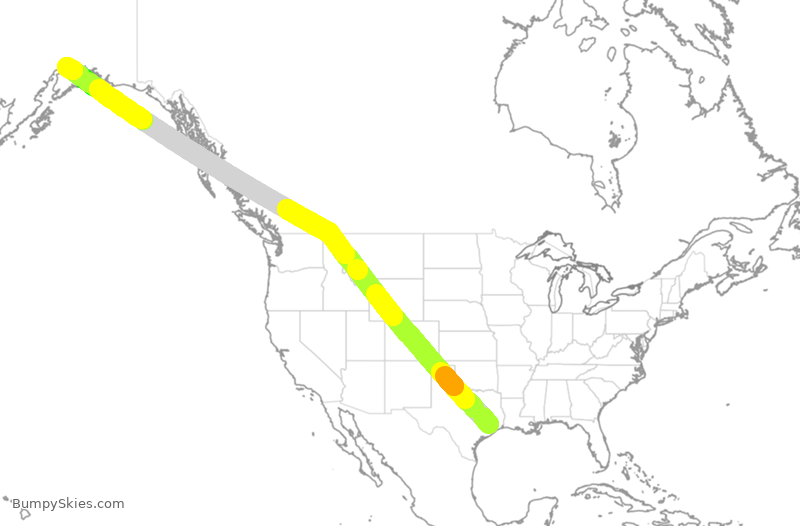 Turbulence forecast map for CPA077, IAH to ANC