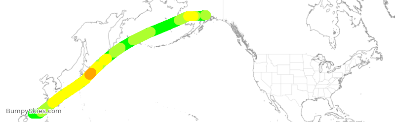 Turbulence forecast map for CPA077, ANC to HKG