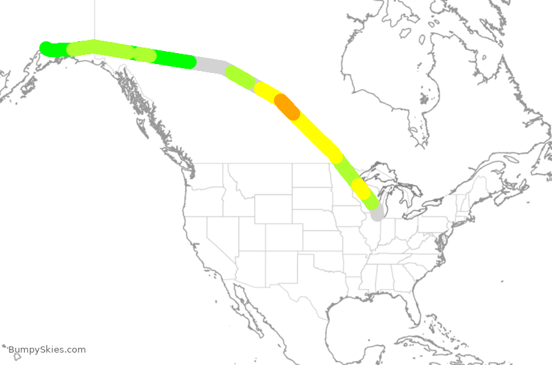 Turbulence forecast map for CPA081, ORD to ANC