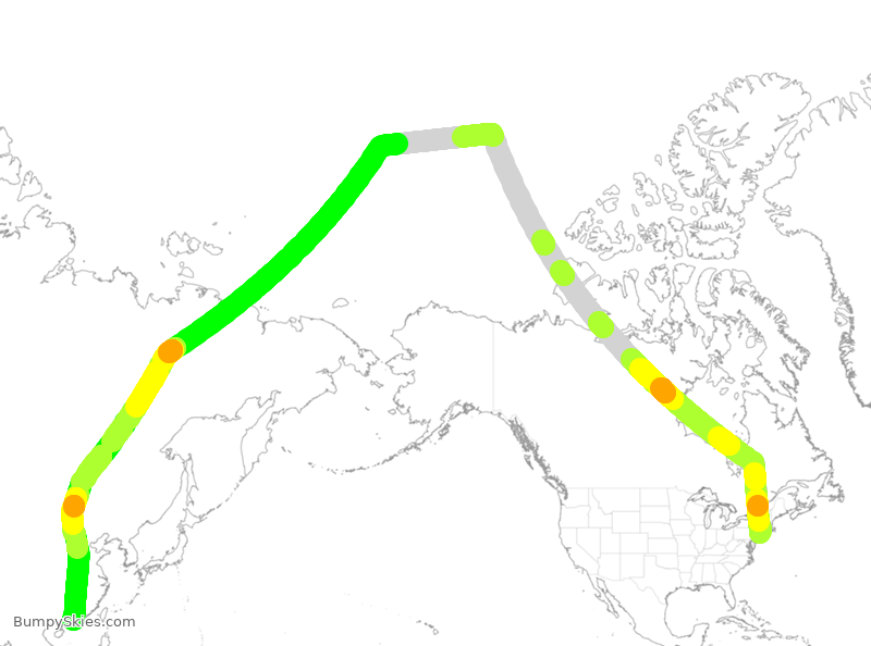 Turbulence forecast map for CPA085, JFK to HKG