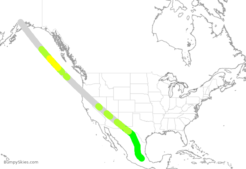 Turbulence forecast map for CPA086, ANC to MMSM