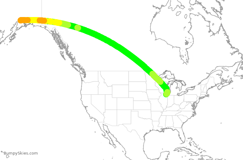 Turbulence forecast map for CPA088, ANC to ORD
