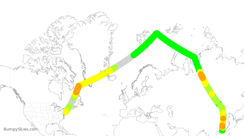 Turbulence forecast map for CPA095, JFK to HHH