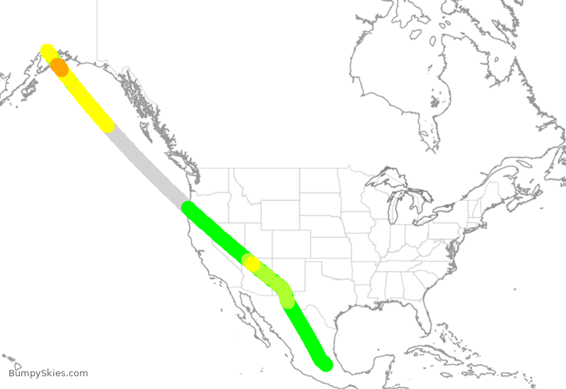 Turbulence forecast map for CPA096, ANC to MSM