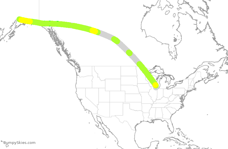 Turbulence forecast map for CPA099, ORD to ANC
