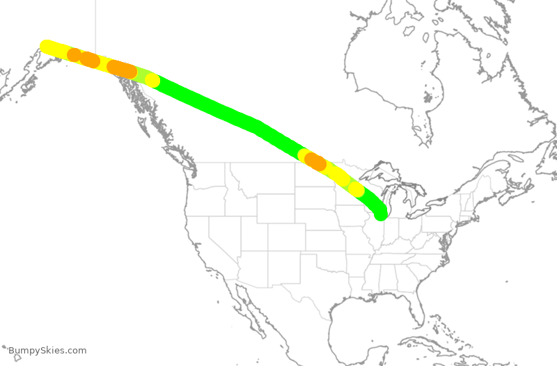 Turbulence forecast map for CPA2081, ORD to ANC