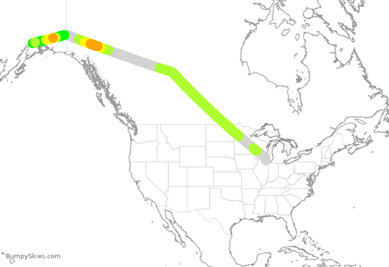 Turbulence forecast map for CPA2083, ORD to ANC
