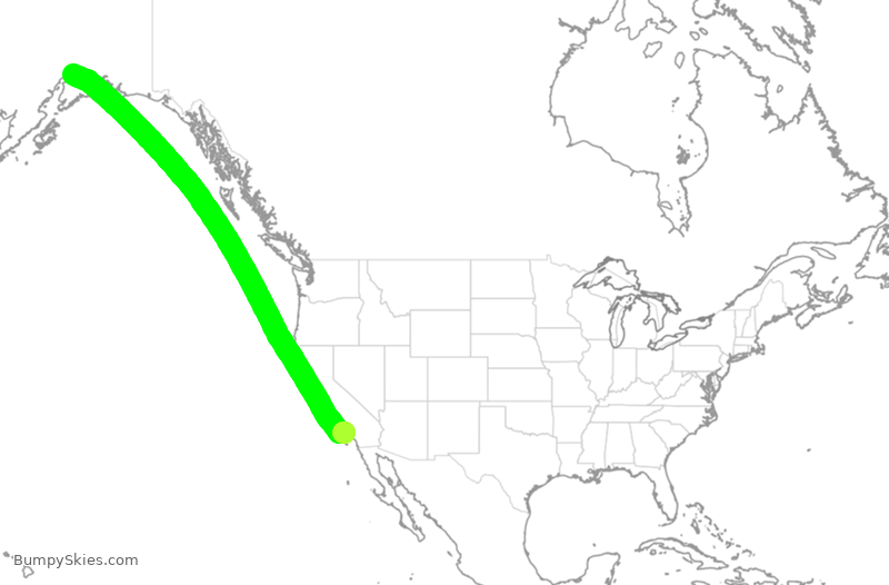 Turbulence forecast map for CPA2085, LAX to ANC