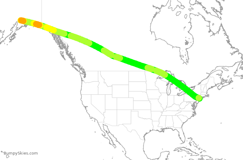 Turbulence forecast map for CPA2088, ANC to JFK