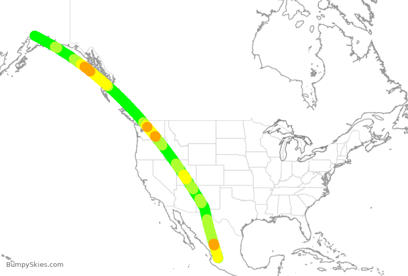 Turbulence forecast map for CPA2092, ANC to GDL