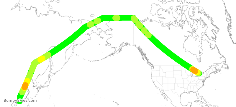Turbulence forecast map for CPA2093, YYZ to HKG