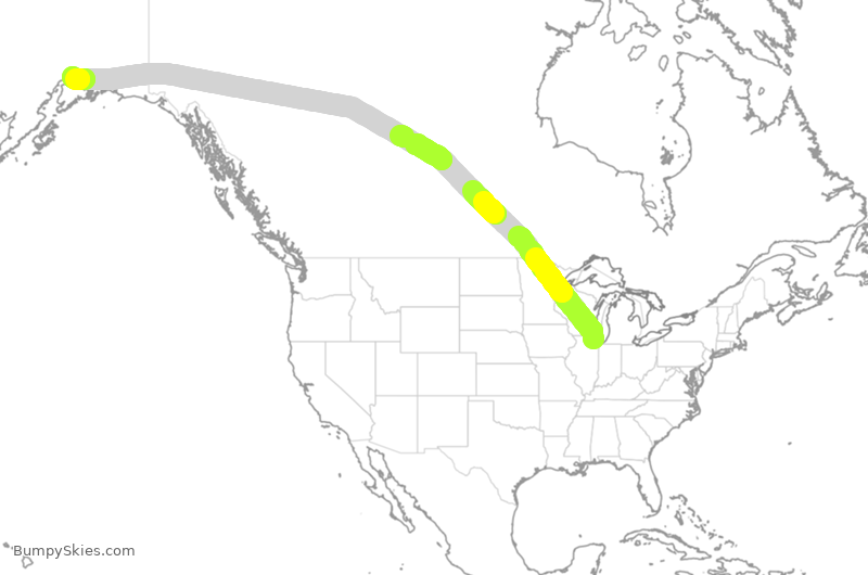 Turbulence forecast map for CPA2095, ORD to ANC