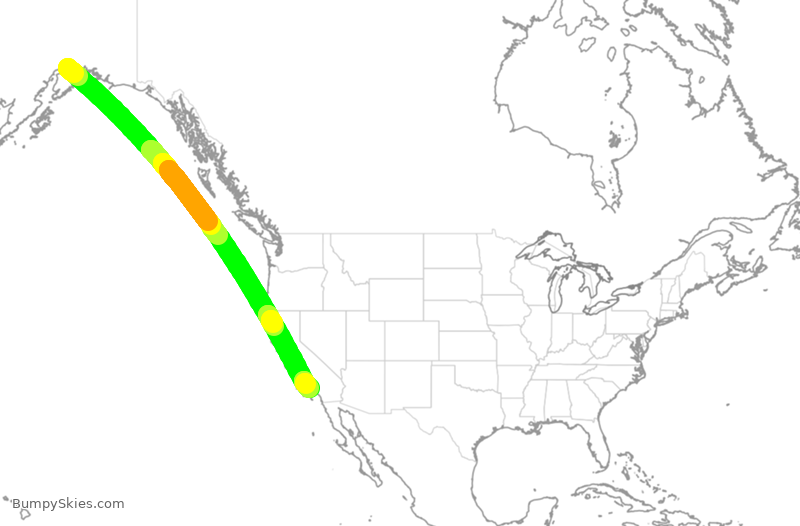 Turbulence forecast map for CPA2096, ANC to LAX
