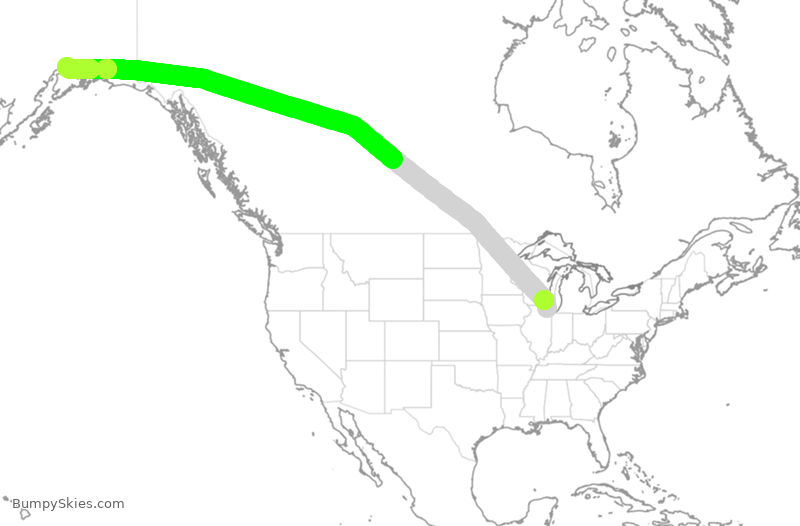 Turbulence forecast map for CPA2097, ORD to ANC