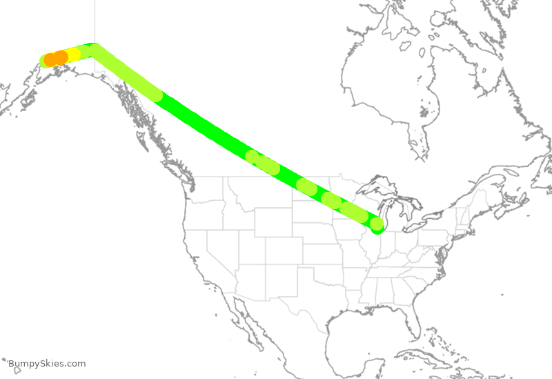 Turbulence forecast map for CPA3069, ORD to ANC