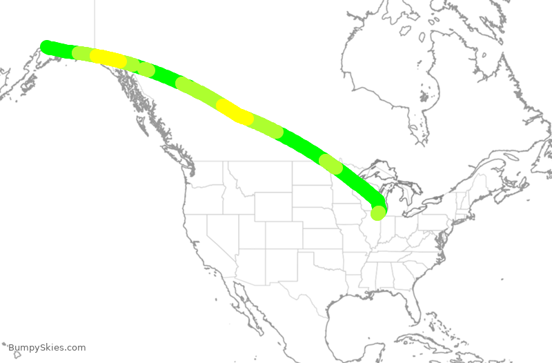 Turbulence forecast map for CPA3096, ANC to ORD