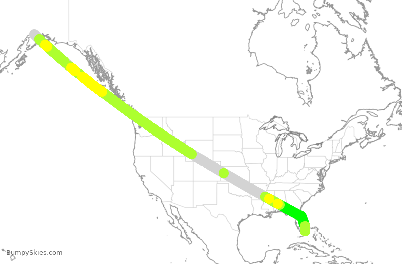 Turbulence forecast map for CPA3170, ANC to MIA