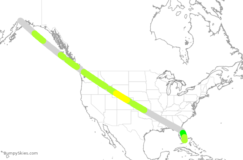 Turbulence forecast map for CPA3174, ANC to MIA