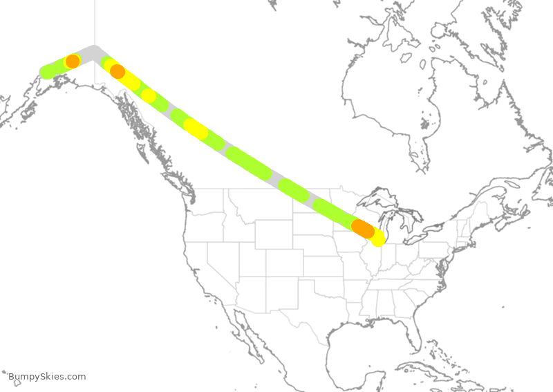 Turbulence forecast map for CPA3185, ORD to ANC