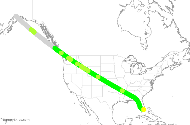 Turbulence forecast map for CPA3272, ANC to MIA