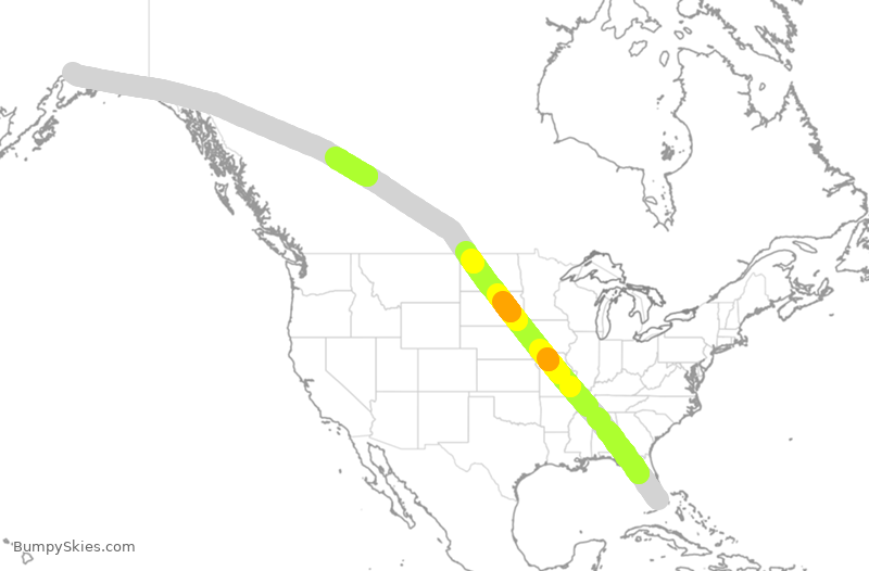 Turbulence forecast map for CPA3277, MIA to ANC