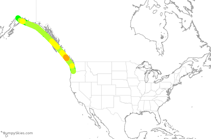 Turbulence forecast map for CPA3279, PDX to ANC
