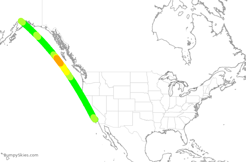 Turbulence forecast map for CPA3280, ANC to LAX