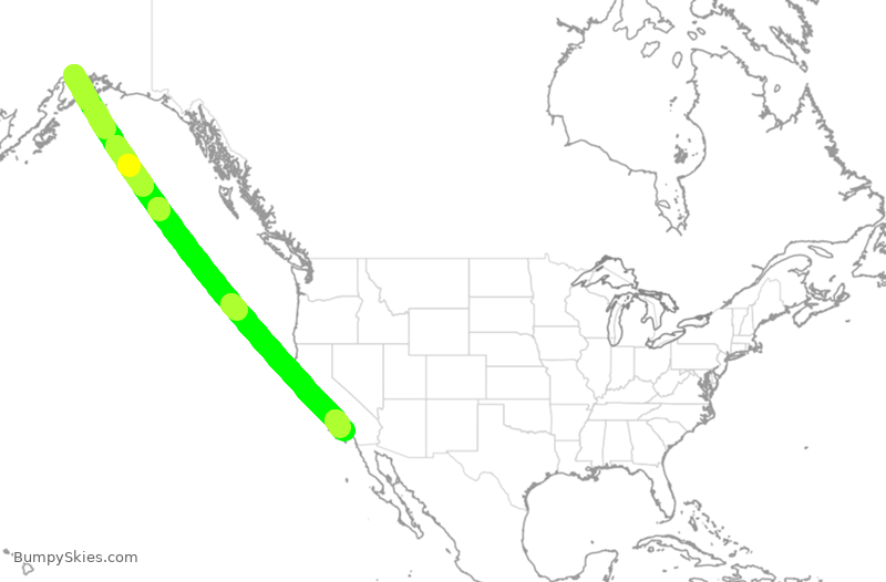 Turbulence forecast map for CPA3284, ANC to LAX
