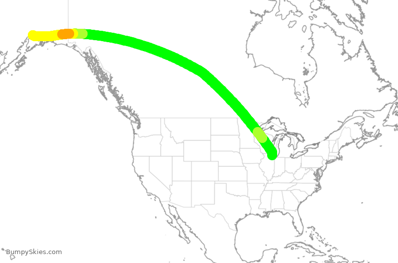 Turbulence forecast map for CPA3285, ORD to ANC