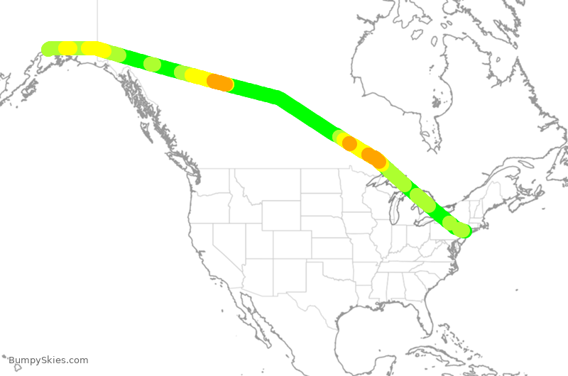 Turbulence forecast map for CPA3286, ANC to JFK