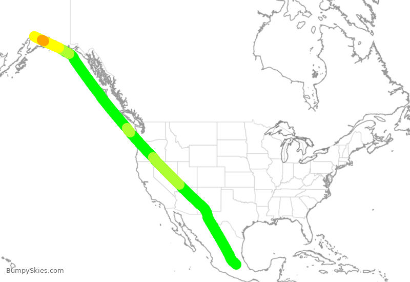 Turbulence forecast map for CPA3288, ANC to MMSM