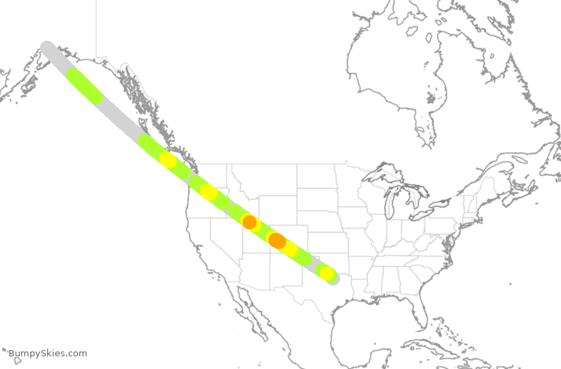 Turbulence forecast map for CPA3290, ANC to DFW