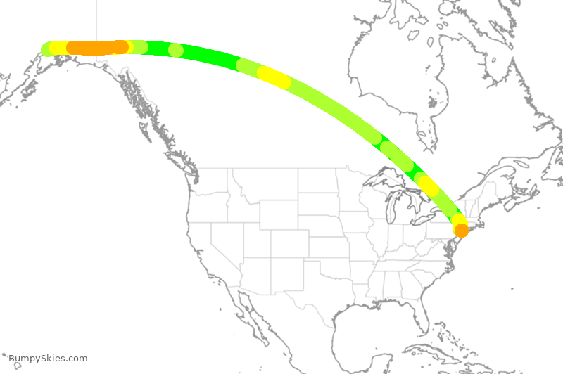 Turbulence forecast map for CPA3294, ANC to JFK
