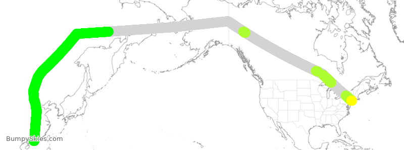 Turbulence forecast map for CPA3295, JFK to HHH