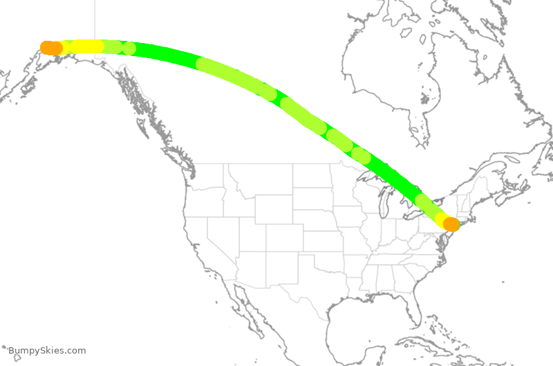 Turbulence forecast map for CPA3296, ANC to JFK