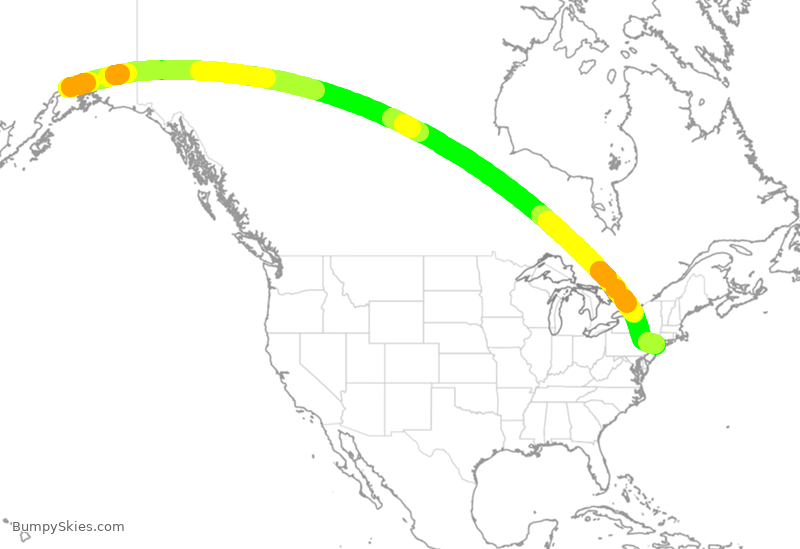 Turbulence forecast map for CPA3298, ANC to JFK