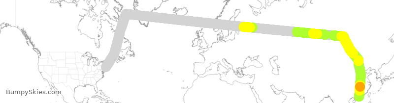 Turbulence forecast map for CPA3395, JFK to HHH