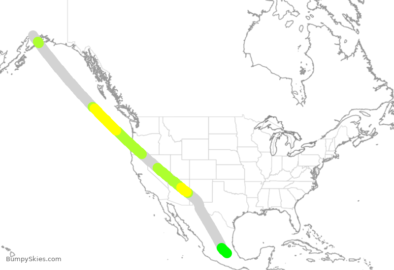 Turbulence forecast map for CPA3428, ANC to MSM