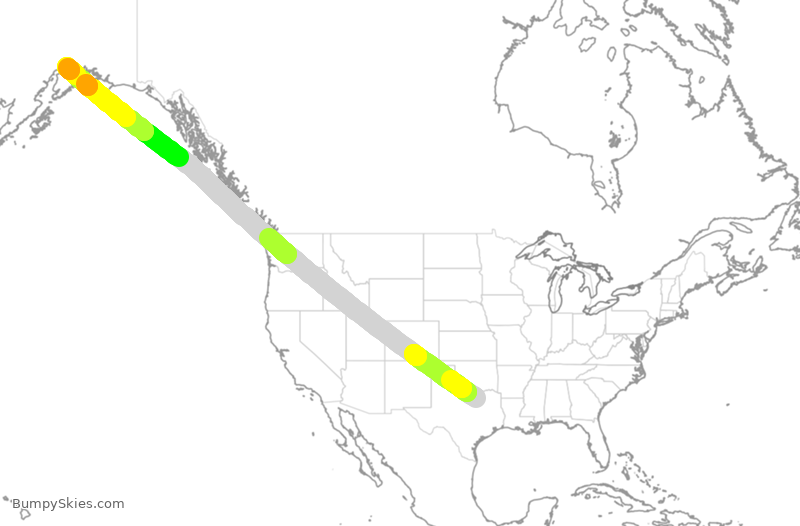 Turbulence forecast map for CPA3429, DFW to ANC